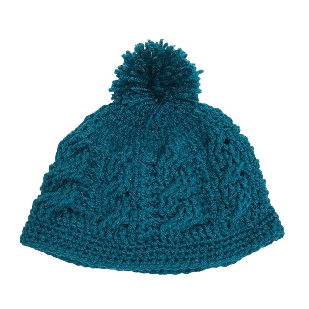 Beanie for Adults Cable Twist Stitch with Pom Pom Crochet Brand New Handmade